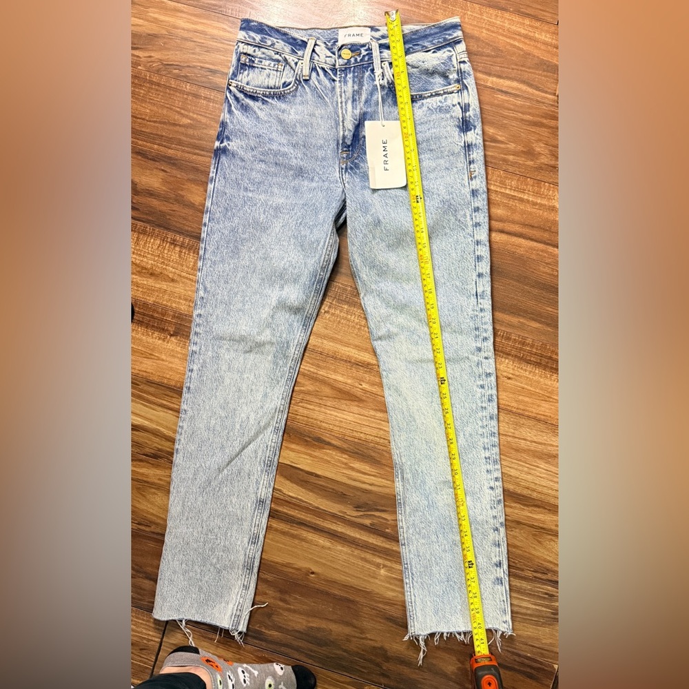 Frame jeans size 25 BNWT le piper denim raw hem ankle straight preppy Y2K